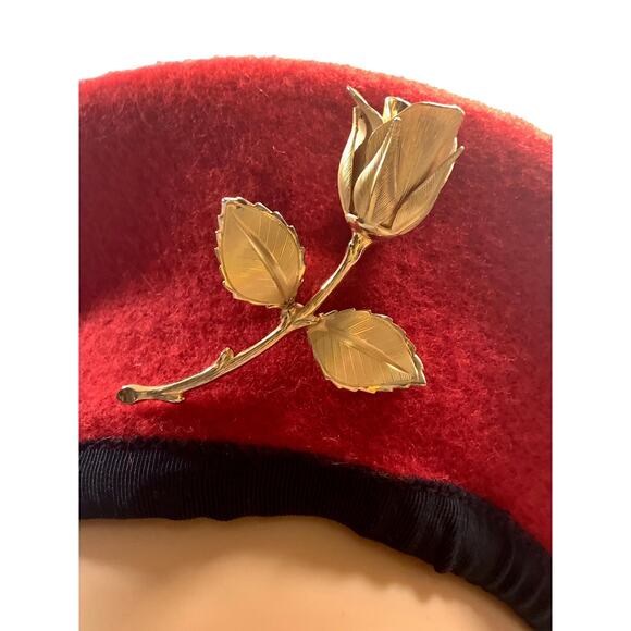 Vintage 60s Large Gold Single Rose Brooch Pin | 2.75" - Picture 6 of 6